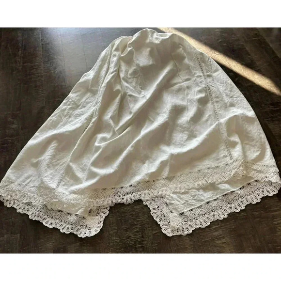 Vintage Baby Crib Cotton Embroidery Long Covering Curtain Lace and Eyelet Detail - Picture 12 of 12